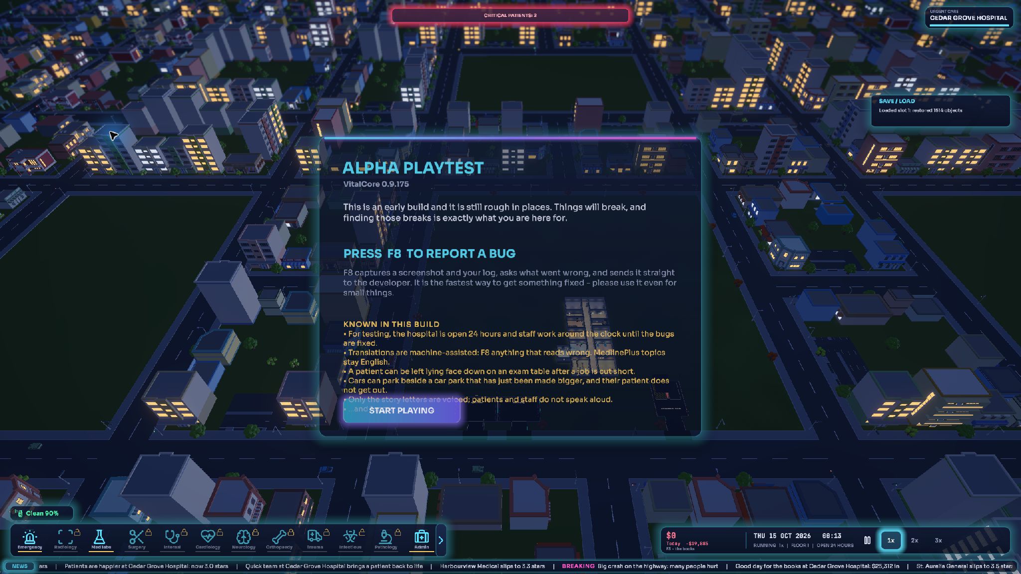 Current Cedar Grove Hospital gameplay capture