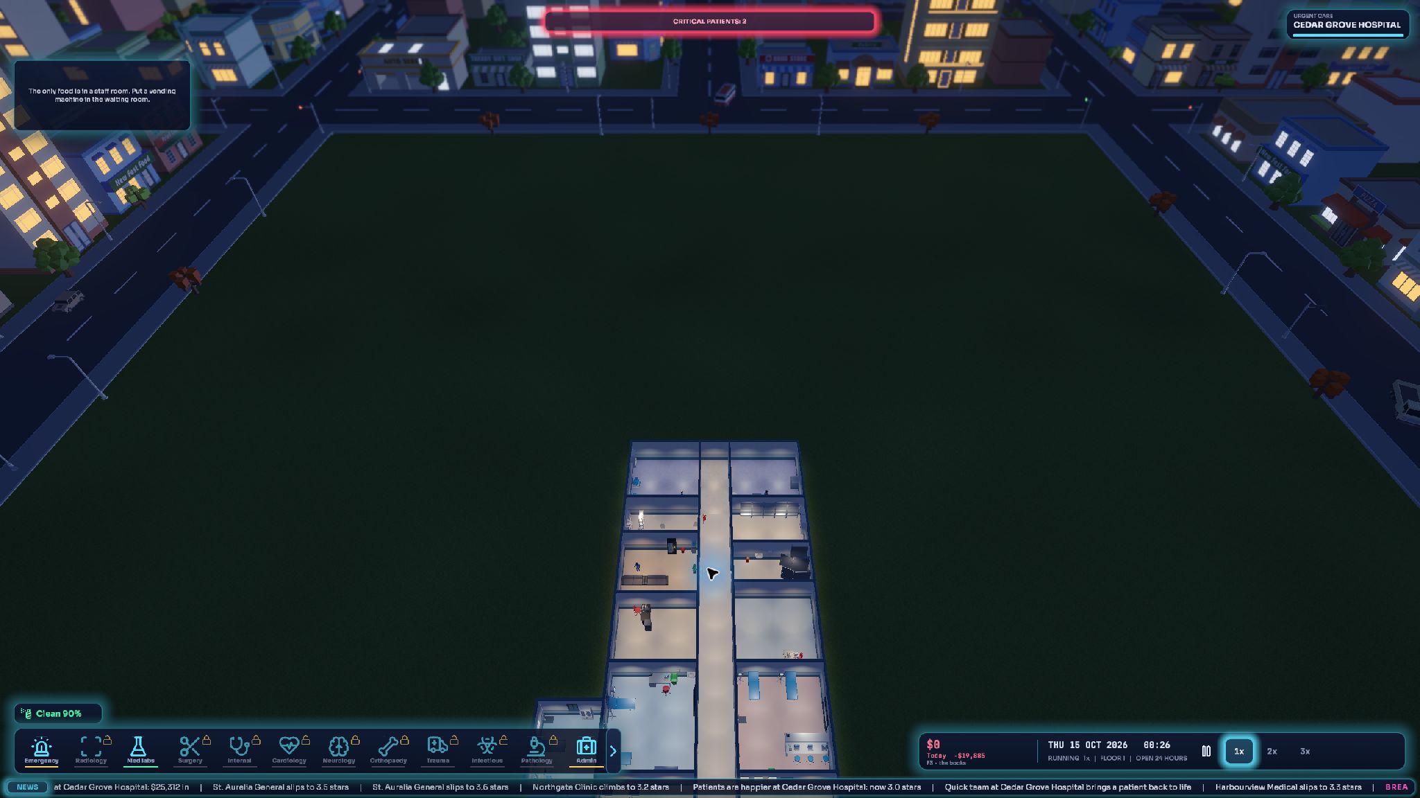 Current VitalCore Hospital gameplay frame