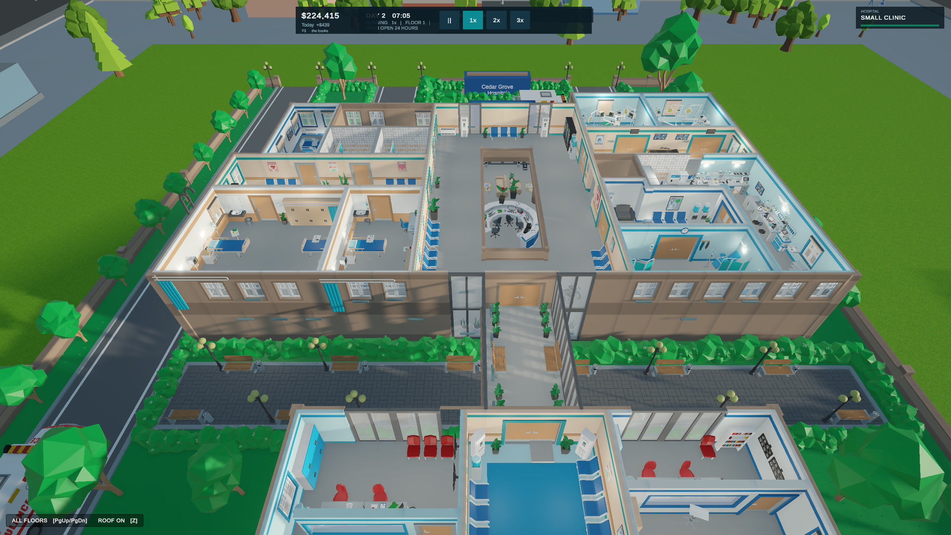 Current authentic VitalCore Hospital gameplay overview of Cedar Grove Hospital